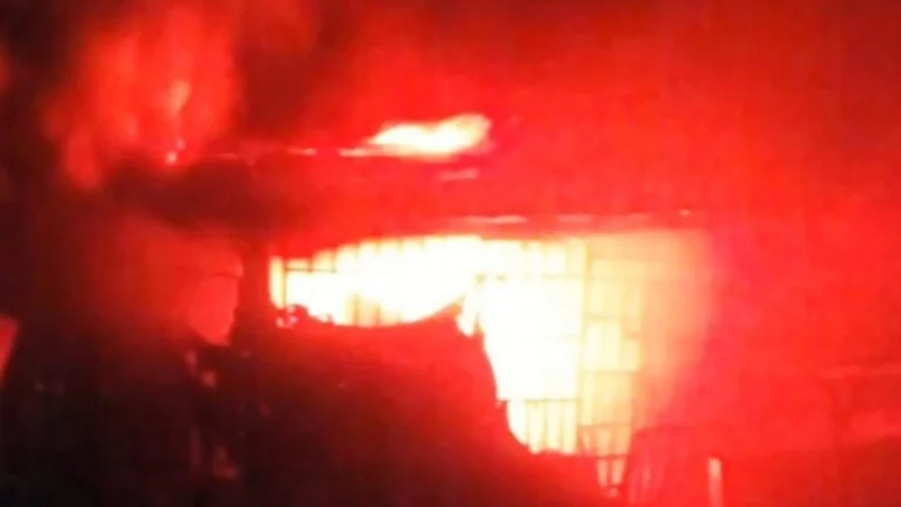 The building while it was on fire