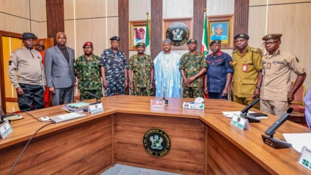 Zamfara State Governor, Dauda Lawal and security personnels
