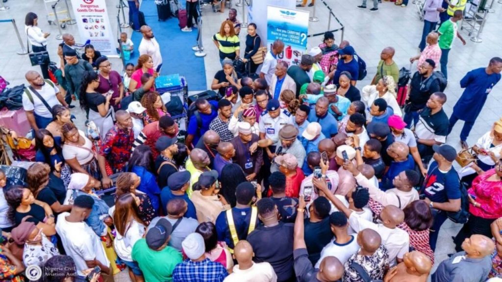File photo of stranded passengers at Nnamdi Azikiwe International Airport, Abuja