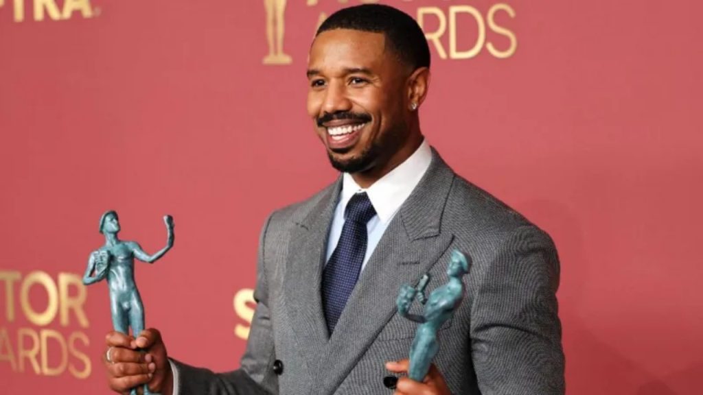 Michael B. Jordan accepting Best Actor award at 2026 Actor Awards