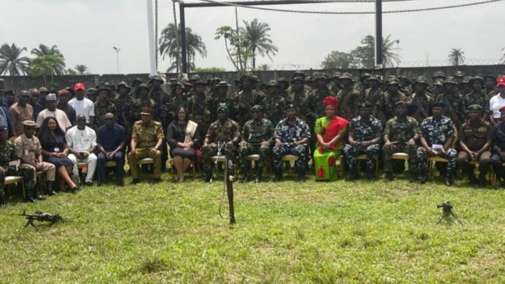Commander, 63 Brigade Nigerian Army, Brig. Gen. Moronfolu Shonibare; Commanding Officer, 3 Battalion, Maj. Abdulaziz Haruna; and other security officials at the event