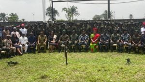 Commander, 63 Brigade Nigerian Army, Brig. Gen. Moronfolu Shonibare; Commanding Officer, 3 Battalion, Maj. Abdulaziz Haruna; and other security officials at the event