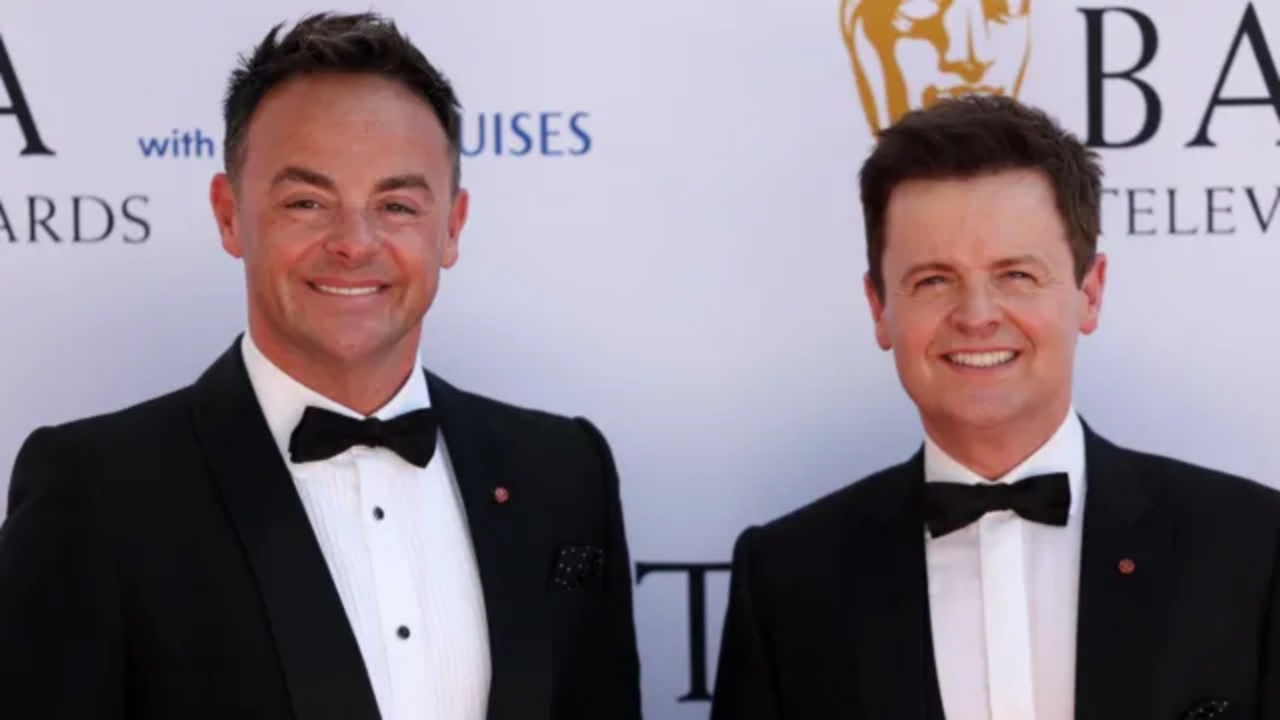 Ant and Dec attending a red carpet event in formal dinner jackets and bow ties, 2024.