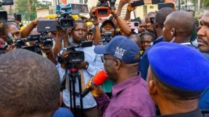 Edo State Governor Monday Okpebholo addressing the protesters