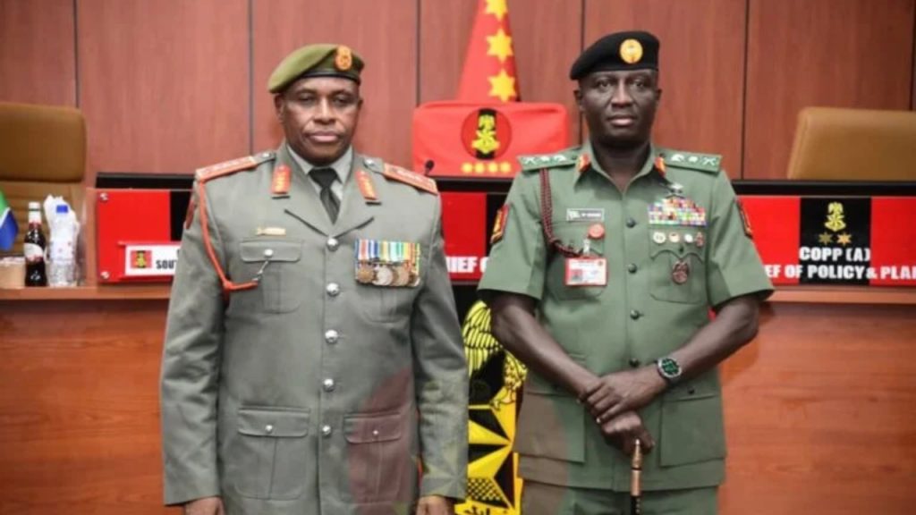 Chief of Army Staff, Lieutenant Waidi Shaibu and Chief of the South African Army, Lieutenant General Lawrence Mbatha.