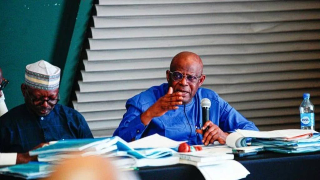 Chairman of the Senate Committee on Finance, Senator Sani Musa, and the Chairman of the House Committee on Finance, James Faleke.