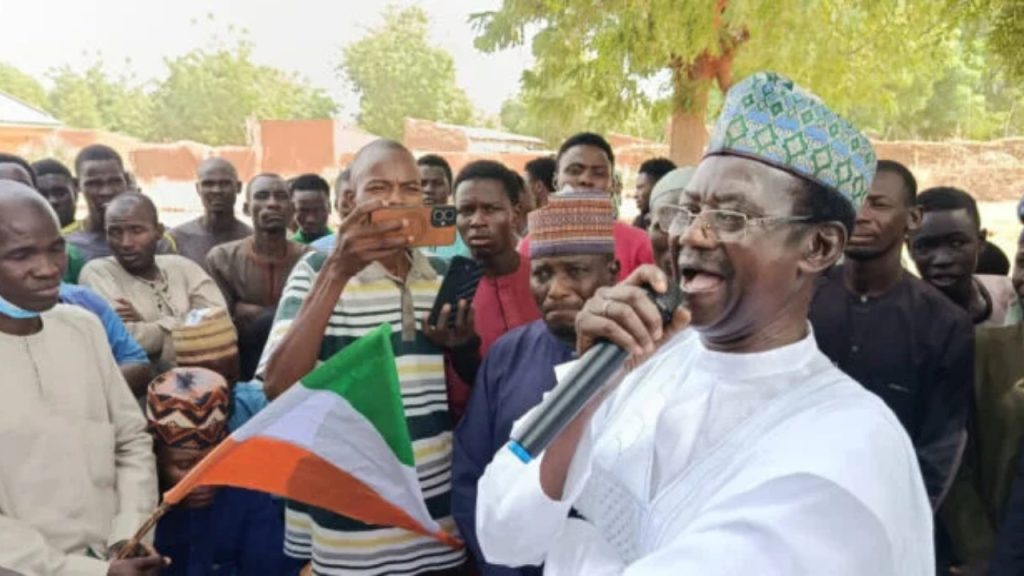 A former governorship aspirant of the Peoples Democratic Party in Yobe State, Dr Ali Tikau, addressing his supporters - National News