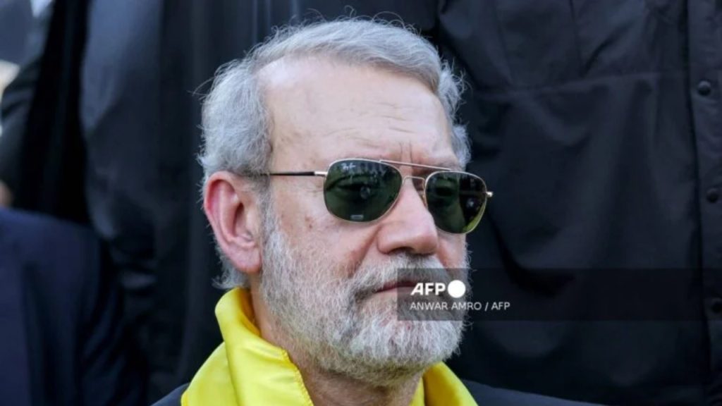 Iran's security chief Ali Larijani attends a ceremony by the Lebanese Shiite movement Hezbollah marking the first anniversary of Israel's assassination of their longtime leader Hassan Nasrallah, in Beirut's southern suburbs on September 27, 2025 - National News