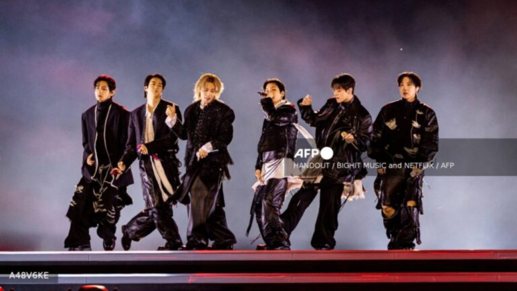 K-pop boy group BTS performing during the BTS comeback concert at Gwanghwamun Square in Seoul - National News