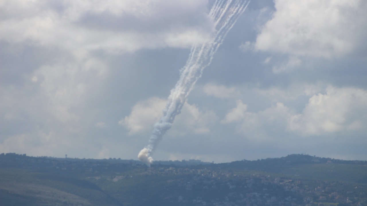 This photograph taken from the southern city of Tyre, shows rockets fired from Lebanon towards Israel on March 24, 2026 - National News