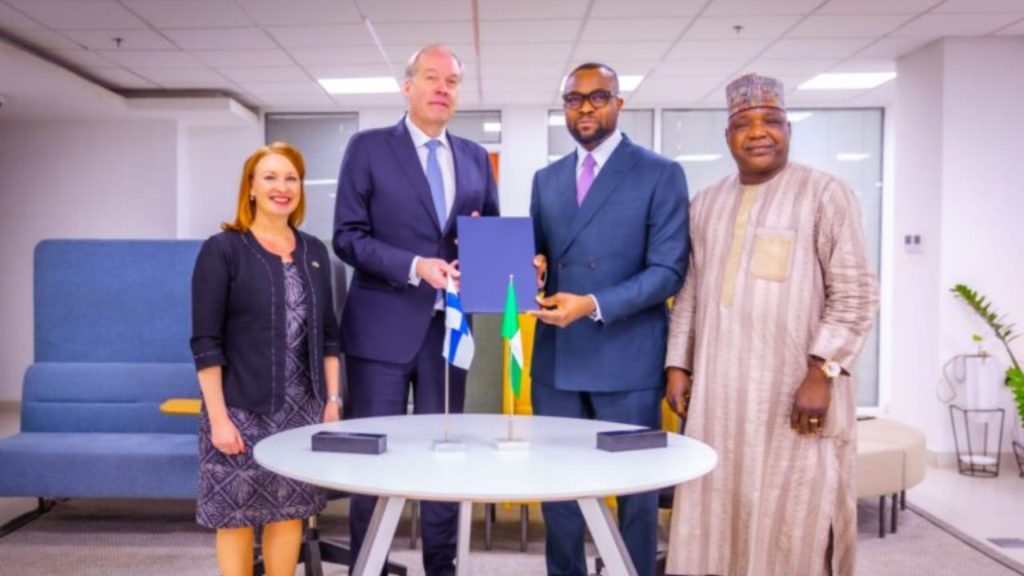 Ms Sanna Selin, Ambassor of Finland to Nigeria; Mr. Jarno Syrjälä, Under-Secretary of State of Finland; Dr. ´Bosun Tijani, Honourable Minister of Communications, Innovation and Digital Economy of Nigeria; Engr. Nadungu Gagare, Permanent Secretary at FMCIDE - National News