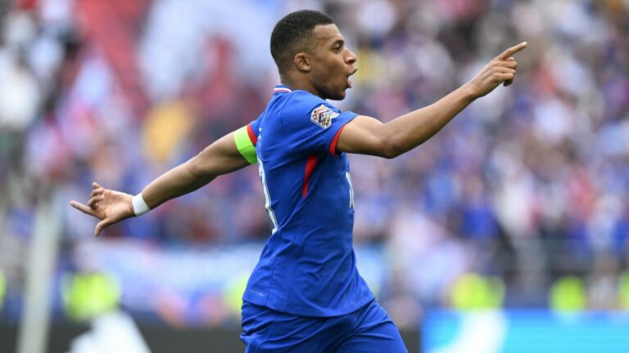 France's forward #10 Kylian Mbappe celebrates scoring the opening goal during the UEFA Nations League third place play-off football match between Germany and France in Stuttgart, southwestern Germany on June 8, 2025 - National News