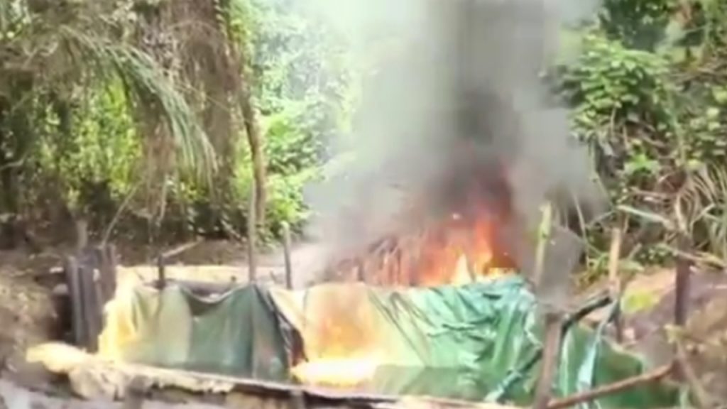 Illegal bunkering site destroyed by General Mighty-Man's boys