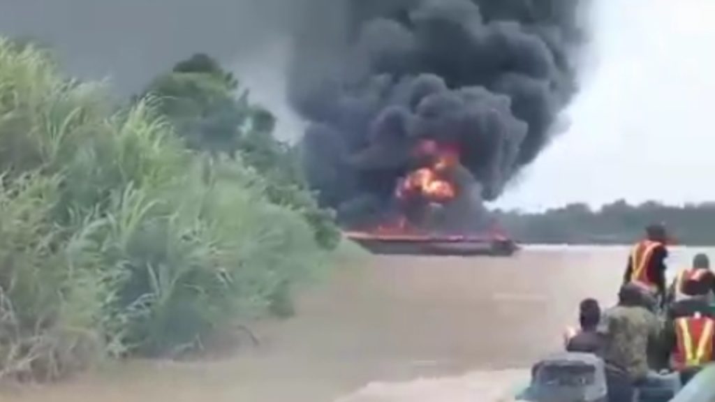 Cotonou boats carrying illegal bunkering set ablaze by Mighty-Man's boys - National News