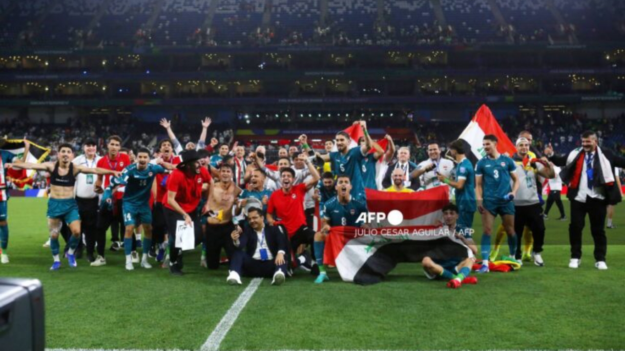 Iraq's players celebrate after winning the 2026 FIFA World Cup qualifiers final playoff football match between Iraq and Bolivia at the BBVA Stadium in Guadalupe, Nuevo Leon state, Mexico, on March 31, 2026 - National News
