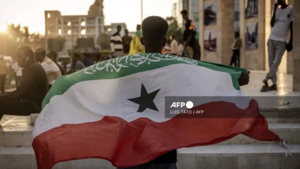A man holds a flag of Somaliland - National News