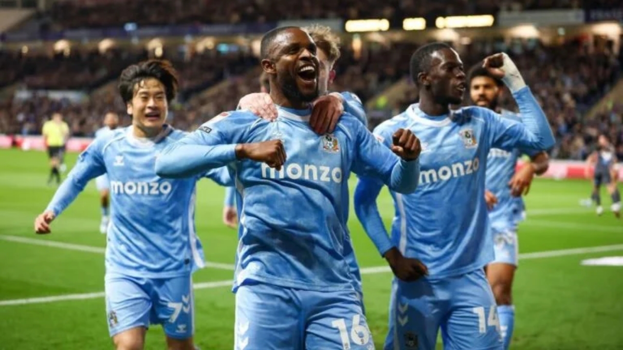 Frank Onyeka celebrates scoring for Coventry City against Derby County - National News