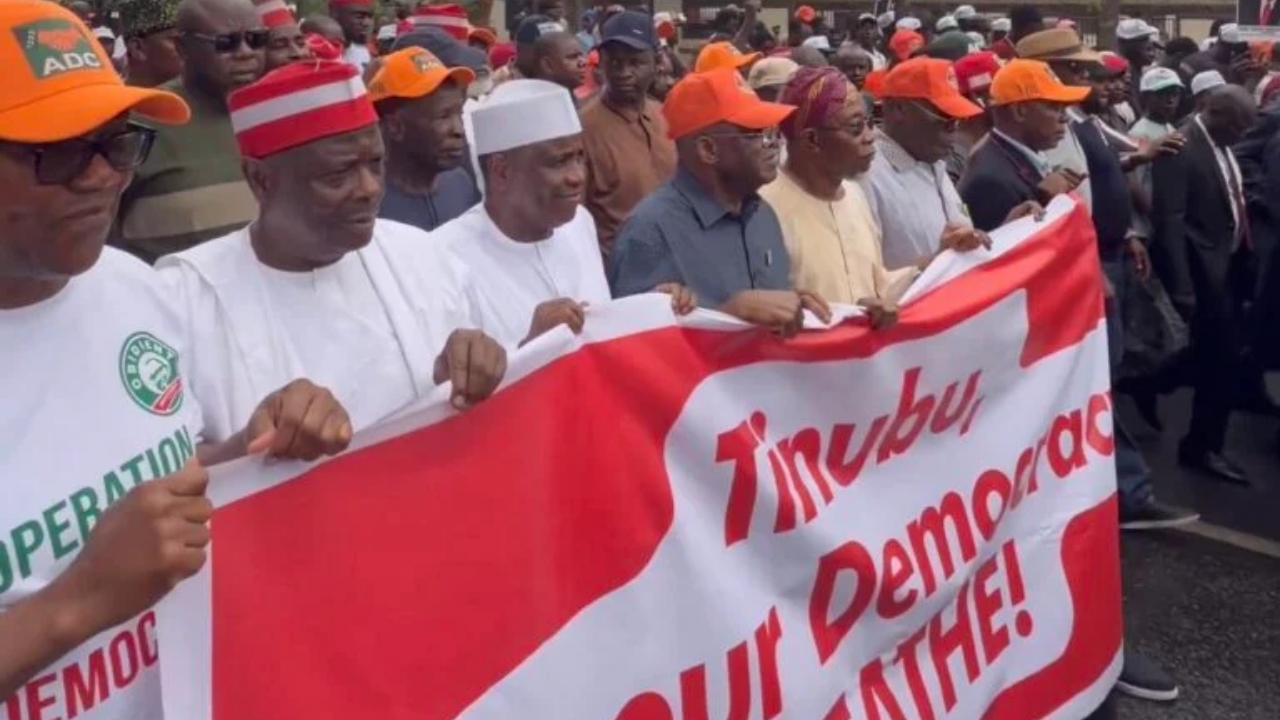 Atiku, Obi, Kwankwaso, Aregbesola, Amaechi, David Mark and Tambuwal spearhead ADC’s protest against INEC - National News
