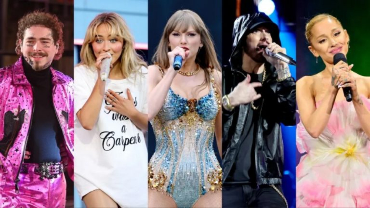 Some of the MTV VMA 2024 Awards nominees| From left: Post Malone, Sabrina Carpenter, Taylor Swift, Eminem and Ariana Grande - National News