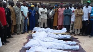 Moment before the late Forest Guards were laid to rest for (Janaiza) at Emir's palace, Kaiama - National News