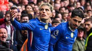 Garnacho celebrating his assist for Pedro Neto's goal on Saturday against Wolves - National News