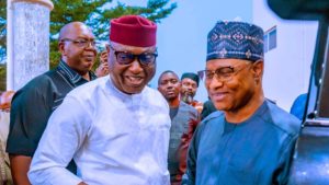 Ekiti State Governor Biodun Oyebanji (left) with his Kaduna State counterpart, Senator Uba Sani at Ekiti Government House - National News