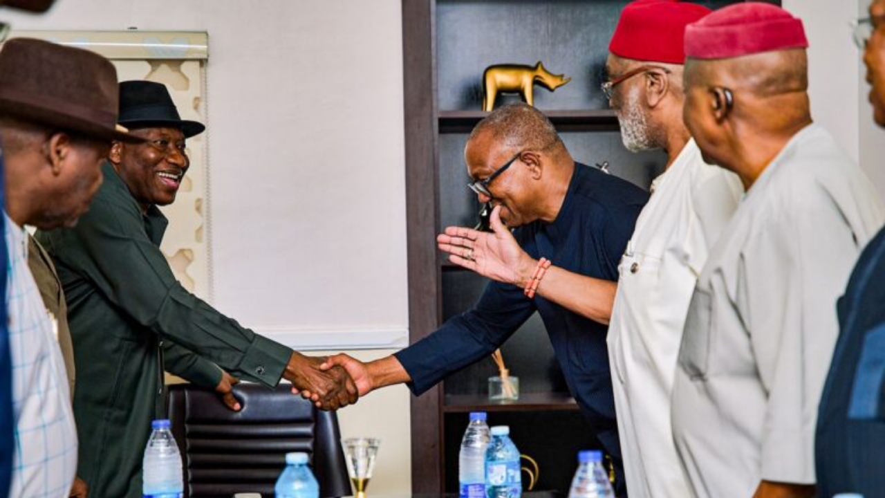 Peter Obi, Goodluck Jonathan and other south east leaders during the closed-door meeting - National News