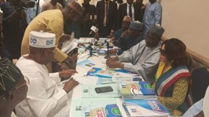 (L-R): Founder of Tinubu Support Group, James Faleke; APC National Organising Secretary, Suleiman Argungu; and other APC officials during the presentation of nomination and expression of interest forms to Faleke for President Bola Tinubu in Abuja on Tuesday - National News