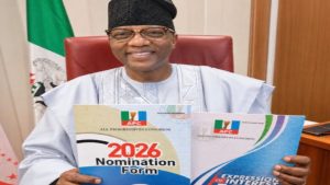 Senator Gbenga Daniel with the nomination form for senatorial bid under APC - National News