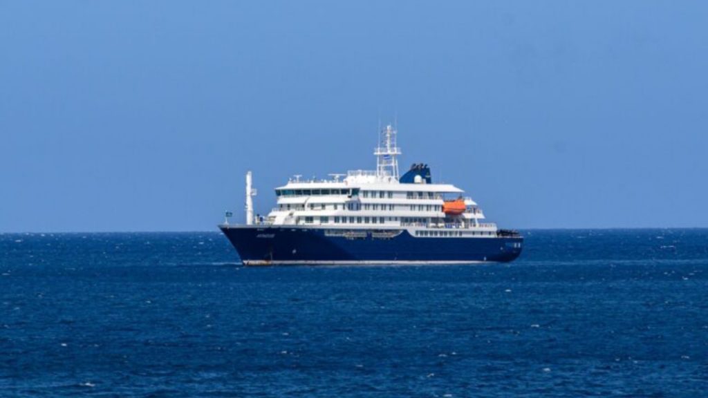 A general view of the cruise ship MV Hondius stationary off the port of Praia, the capital of Cape Verde, on May 3, 2026. An outbreak of "severe acute respiratory illness" on board a cruise ship in the Atlantic has left two people dead and a third in intensive care in Johannesburg, South Africa's health ministry told AFP on May 3, 2026. The outbreak occurred on the MV Hondius, travelling from Ushuaia in Argentina to Cape Verde. The patient being treated in Johannesburg tested positive for a hantavirus, a family of viruses that can cause hemorrhagic fever, South African spokesperson Foster Mohale said - National News