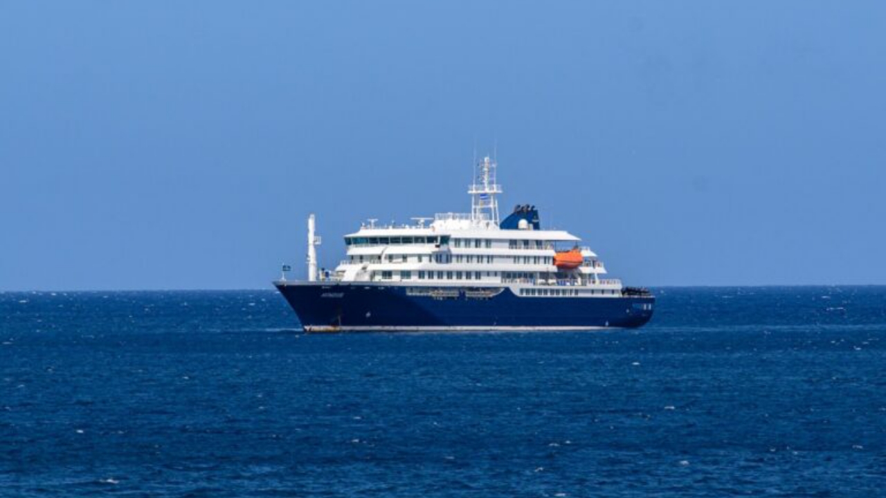 A general view of the cruise ship MV Hondius stationary off the port of Praia, the capital of Cape Verde, on May 3, 2026. An outbreak of "severe acute respiratory illness" on board a cruise ship in the Atlantic has left two people dead and a third in intensive care in Johannesburg, South Africa's health ministry told AFP on May 3, 2026. The outbreak occurred on the MV Hondius, travelling from Ushuaia in Argentina to Cape Verde. The patient being treated in Johannesburg tested positive for a hantavirus, a family of viruses that can cause hemorrhagic fever, South African spokesperson Foster Mohale said - National News