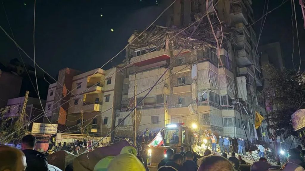 A building in the south of Lebanon's capital was hit - Israel says it targeted a senior Hezbollah commander - National News