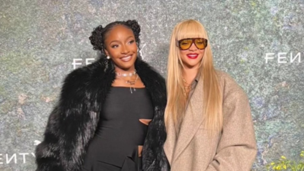 Barbadian singer Rihanna, and Afrobeat artist, Ayra Starr at her FENTY x PUMA Creeper Phatty Earth Tone Launch Party at Tobacco Dock in London, England - National News