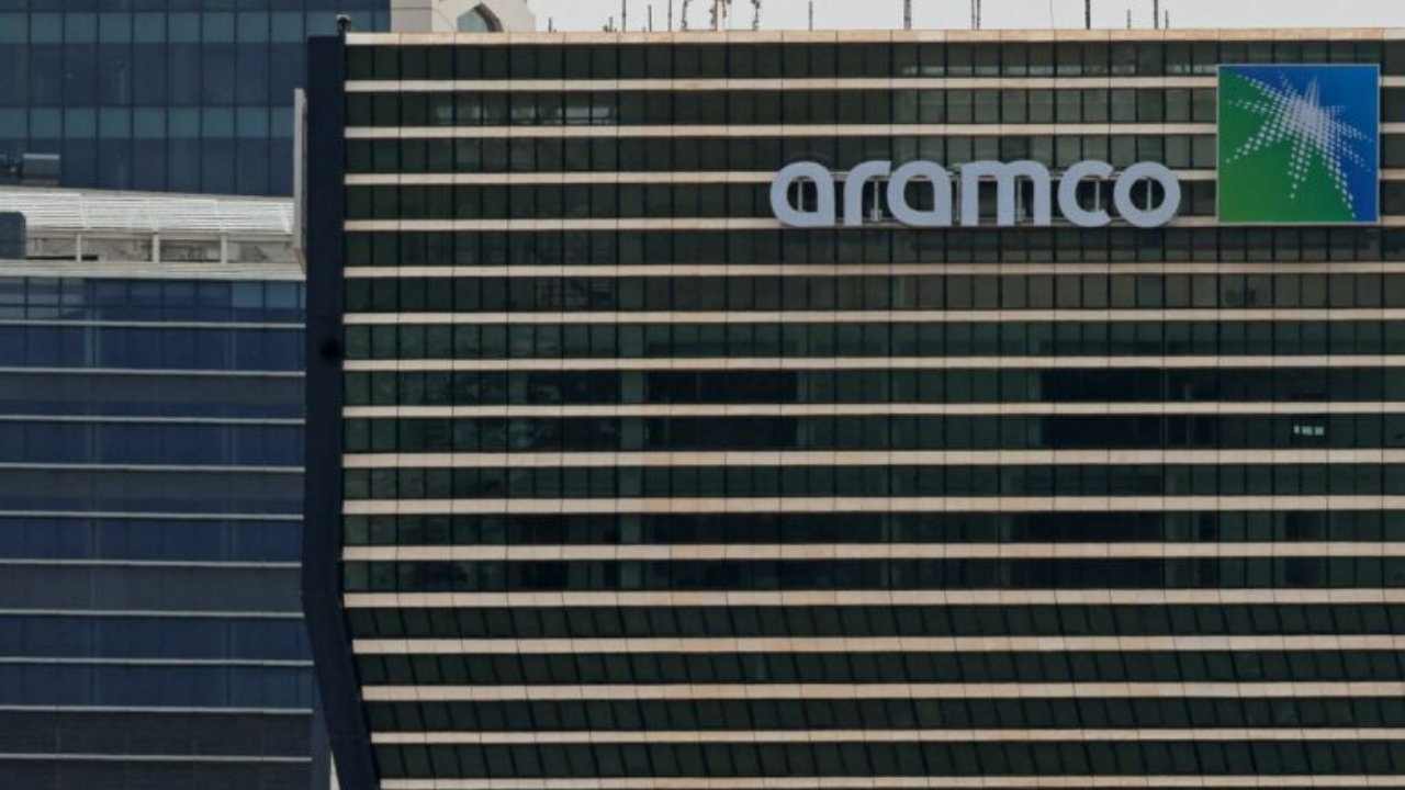 This picture shows Aramco tower at the King Abdullah Financial District (KAFD) in Riyadh on April 16, 2023. Oil giant Saudi Aramco on May 11 reported a drop of 4.6 in its first-quarter net profits as lower sales and higher operating costs hit the lynchpin of the kingdom's ambitious economic reform plans - National News