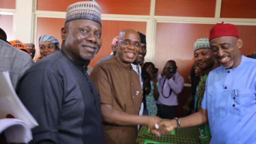 Former Minister of Transportation, Rotimi Amaechi, submit his presidential nomination forms at the secretariat of the African Democratic Congress in Abuja - National News