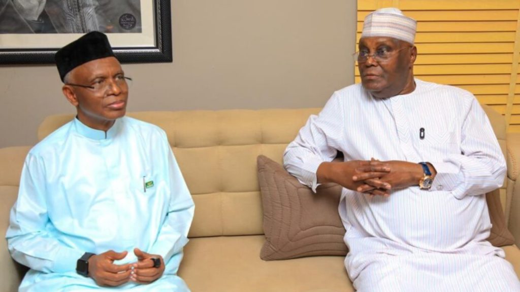 Former Vice-President Atiku Abubakar during a solidarity visit to ex-Kaduna State governor Nasir El-Rufai at his residence - National News