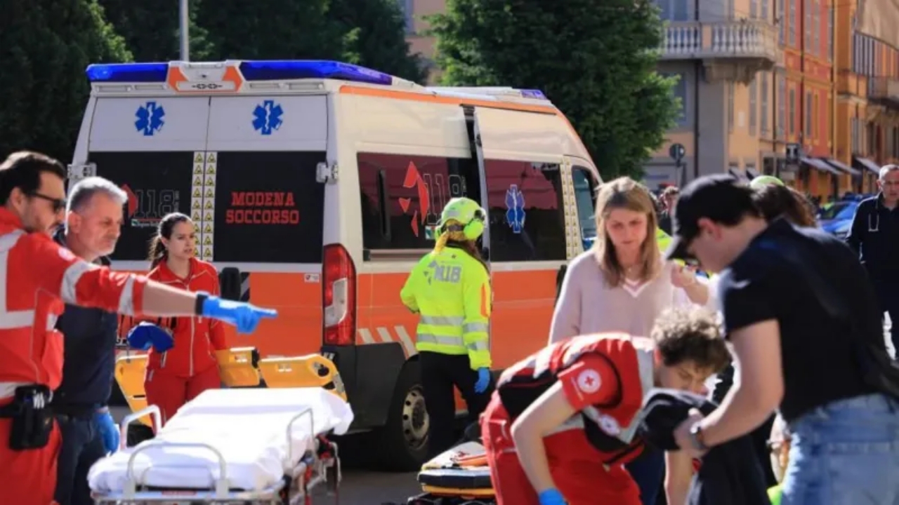 Emergency workers assist victims after car hits pedestrians in Modena, Italy - National News