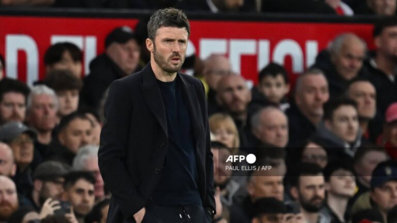 Manchester United's English Interim head coach Michael Carrick looks on during the English Premier League football match between Manchester United and Leeds United at Old Trafford in Manchester, north west England, on April 13, 2026 - National News