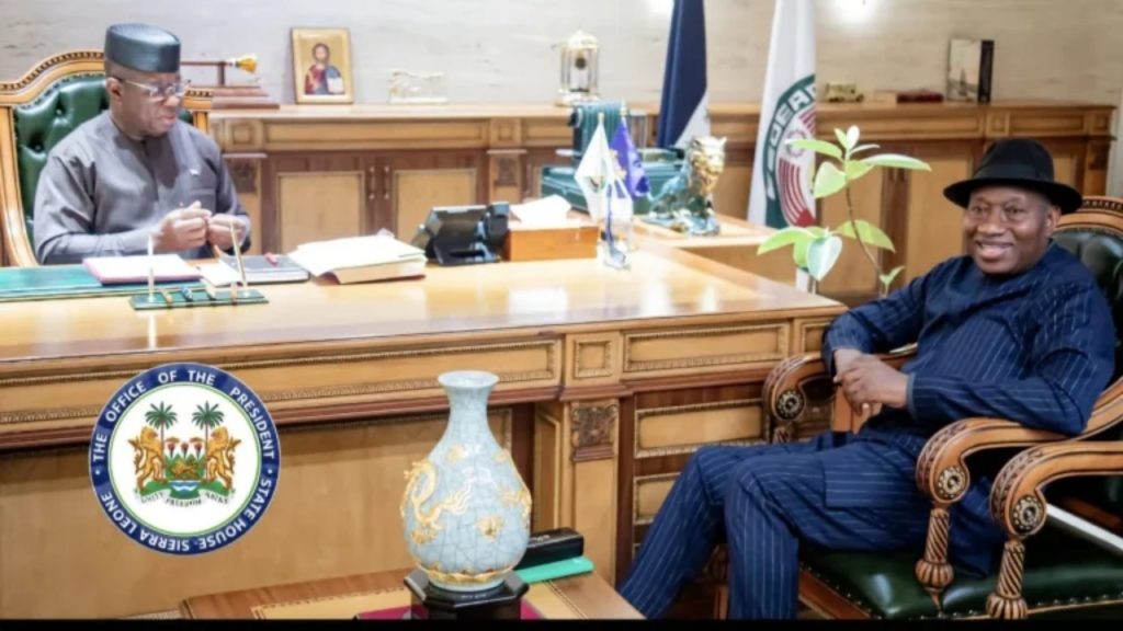 Former President Goodluck Jonathan with Sierra Leone President, Julius Maada Bio - National News